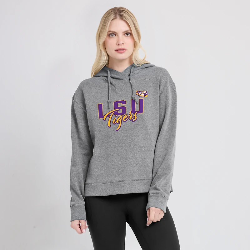Women's Fanatics Heather Gray LSU Tigers Script Favorite Pullover Hoodie