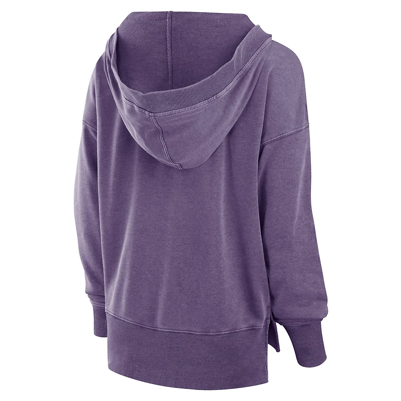 Sweat à capuche col en V molleton français Snow Wash Purple LSU Tigers Initiative Fanatics pour femmes