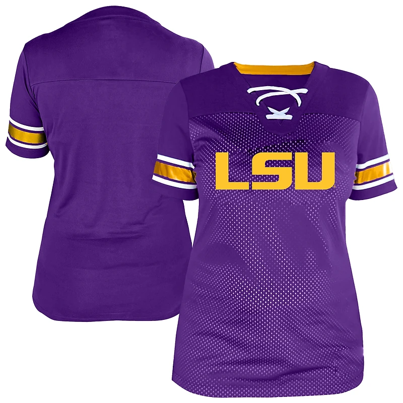 Women's Fanatics Purple LSU Tigers Plus Mesh Overlay Lace-Up Jersey T-Shirt