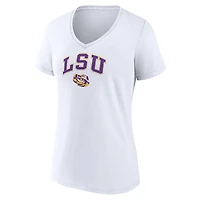 T-shirt à col en V blanc Fanatics pour femmes du campus LSU Tigers