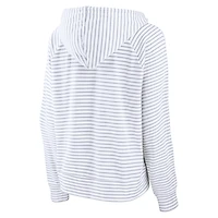 Women's Fanatics  White LSU Tigers Striped Notch Neck Pullover Hoodie