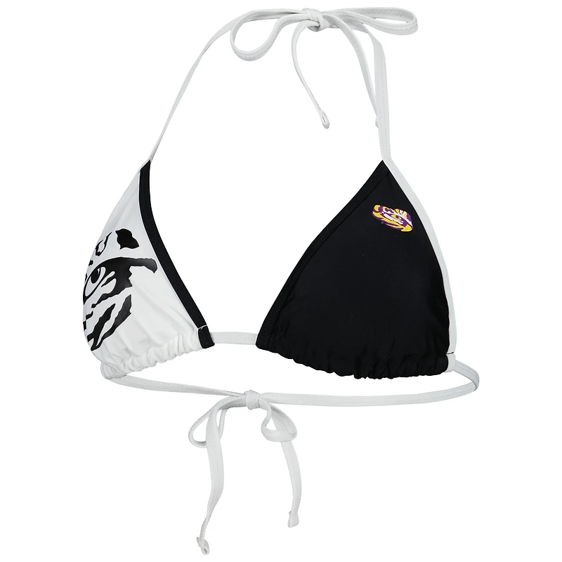 Haut de bikini LSU Tigers Play Action G-III 4Her by Carl Banks pour femmes, noir/blanc
