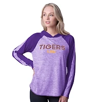 T-shirt à capuche manches longues G-III 4Her par Carl Banks pour femme, violet, LSU Tigers Underdog Bling Raglan