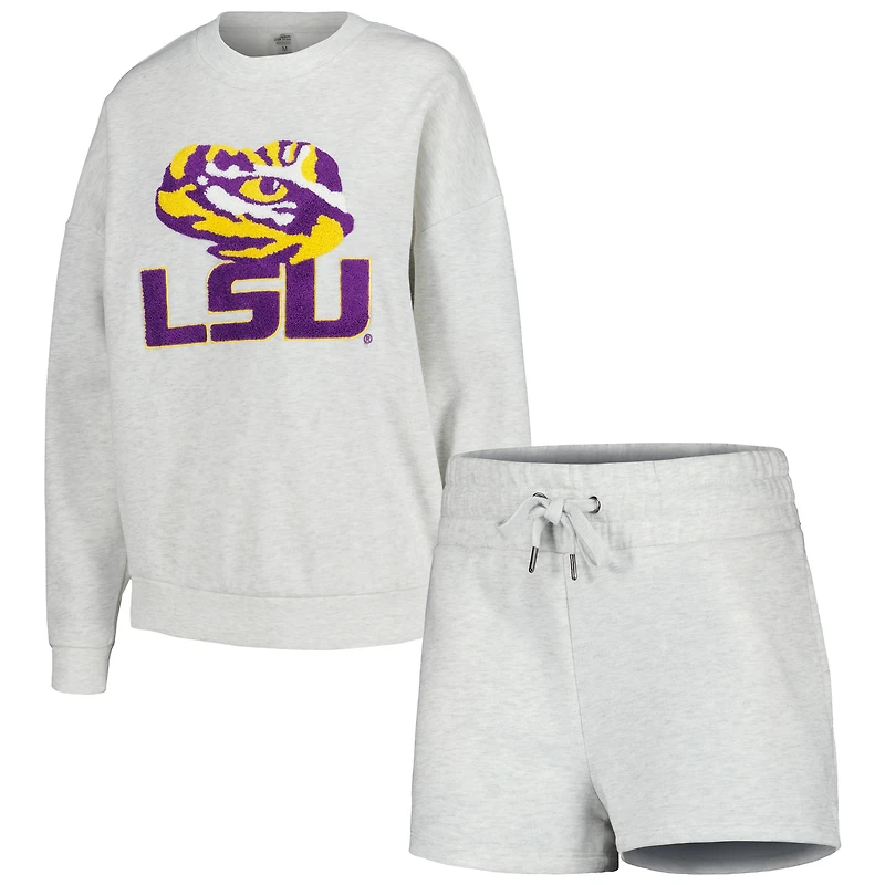Gameday Couture Ash LSU Tigers Team Effort Sweat-shirt et short pour femme
