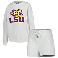 Gameday Couture Ash LSU Tigers Team Effort Sweat-shirt et short pour femme