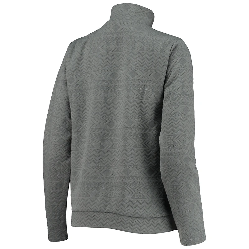 Women's Gameday Couture Charcoal LSU Tigers Embossed Quarter-Zip Jacket