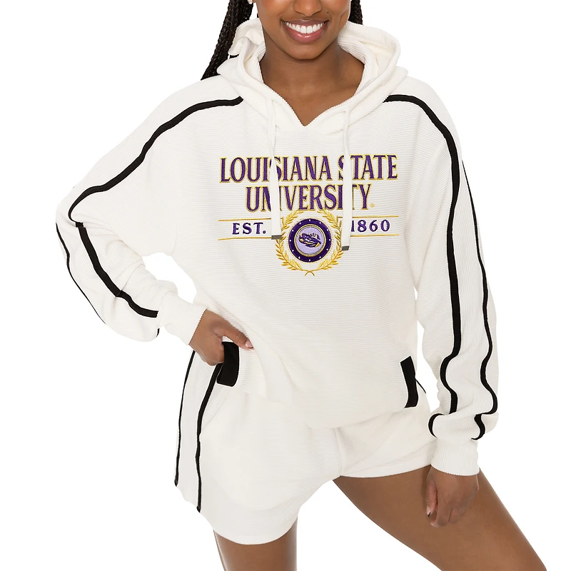 Ensemble sweat à capuche et short LSU Tigers Down, Set, Go pour femme Gameday Couture Cream