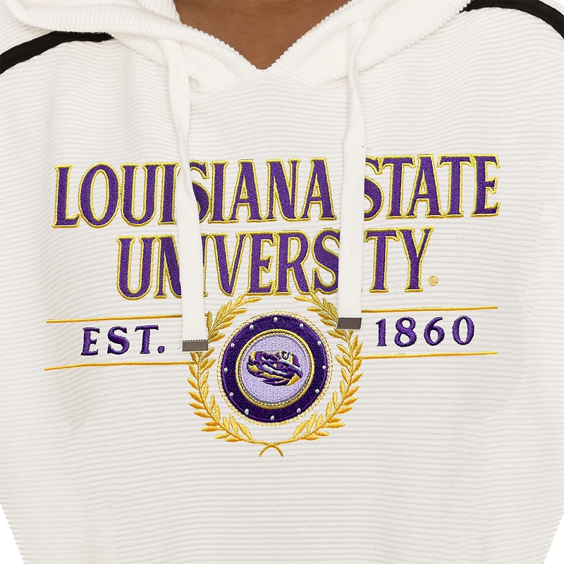 Women's Gameday Couture Cream LSU Tigers Down, Set, Go Pullover Hoodie and Shorts Set