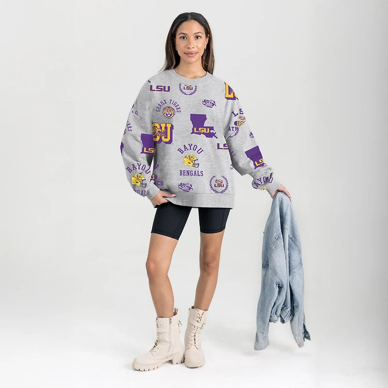 Women's Gameday Couture Gray LSU Tigers Always on Repeat Fleece Sweatshirt
