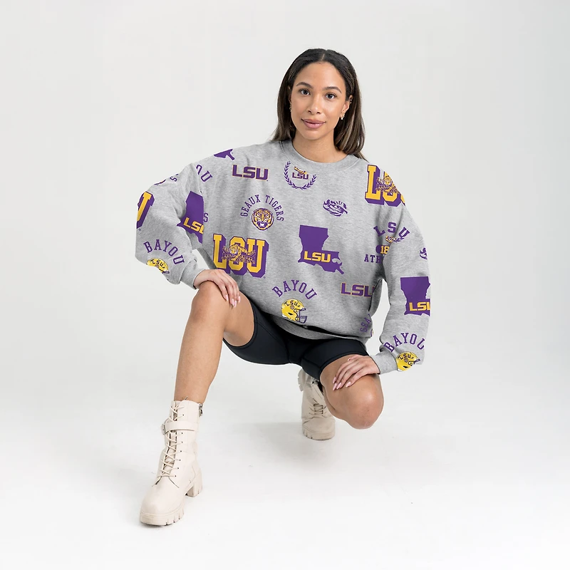Sweat-shirt polaire gris Gameday Couture pour femme LSU Tigers Always on Repeat