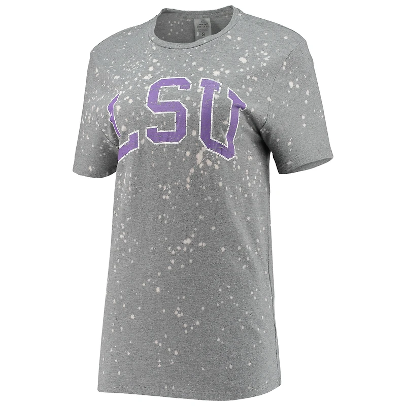Women's Gameday Couture Gray LSU Tigers Bleached Splash-Dye T-Shirt