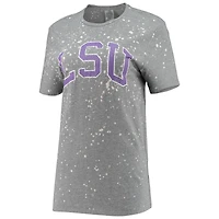 Women's Gameday Couture Gray LSU Tigers Bleached Splash-Dye T-Shirt