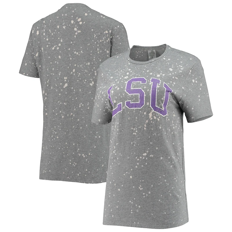 Women's Gameday Couture Gray LSU Tigers Bleached Splash-Dye T-Shirt