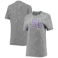 Women's Gameday Couture Gray LSU Tigers Bleached Splash-Dye T-Shirt