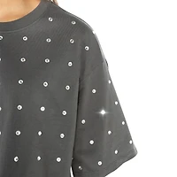 T-shirt court à strass LSU Tigers Go Time pour femme, gris, Gameday Couture