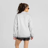Sweat-shirt à col montant rayures contrastées LSU Tigers Rally Point gris pour femme, collection Gameday Couture