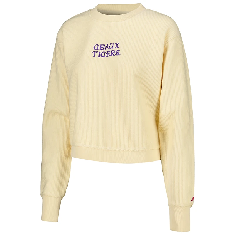 Women's League Collegiate Wear Cream LSU Tigers Timber Cropped Pullover Sweatshirt