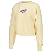 Women's League Collegiate Wear Cream LSU Tigers Timber Cropped Pullover Sweatshirt