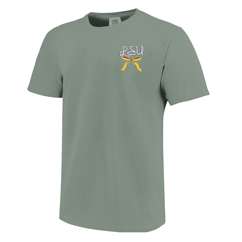 Women's  Light Green LSU Tigers Christmas Tree Comfort Colors T-Shirt