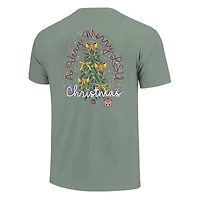 Women's  Light Green LSU Tigers Christmas Tree Comfort Colors T-Shirt
