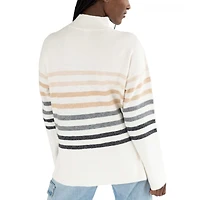 Women's Lusso  White LSU Tigers Simone Striple Mock Neck Oversized Pullover Sweater