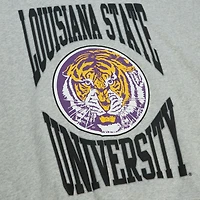 Sweat-shirt léger surdimensionné avec logo LSU Tigers pour femme Mitchell & Ness Heather Gray