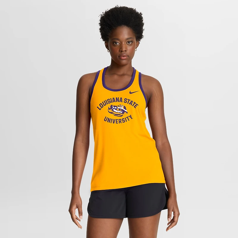 Women's Nike Gold LSU Tigers Uni Name Tri-Blend Dri-FIT Tank Top