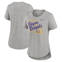 Women's Nike Heather Gray LSU Tigers Local Campus Location Mantra Tri-Blend T-Shirt