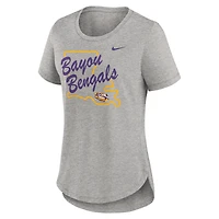 Women's Nike Heather Gray LSU Tigers Local Campus Location Mantra Tri-Blend T-Shirt