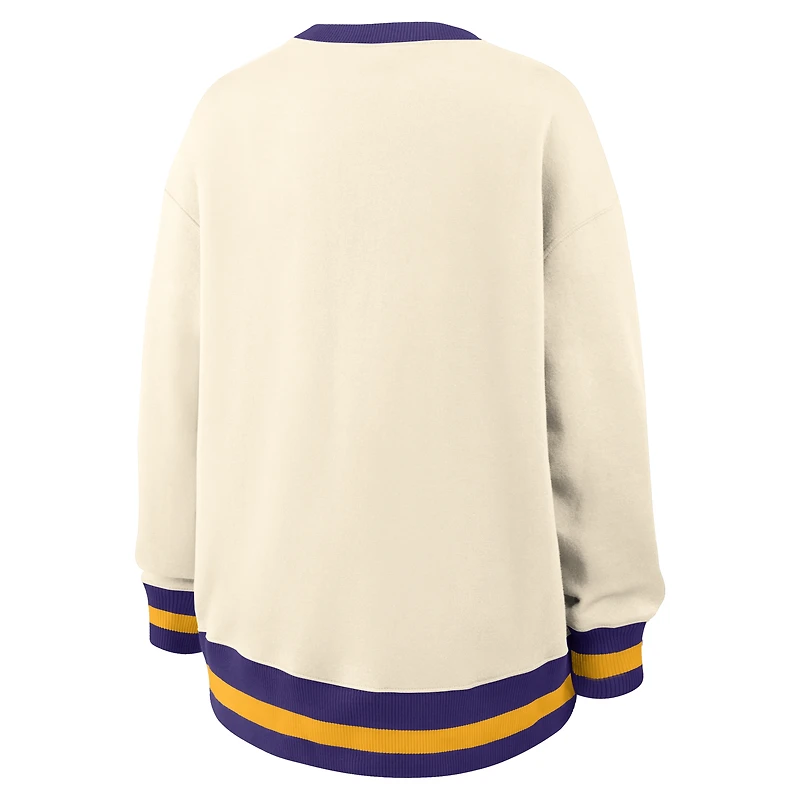 Sweat-shirt Nike LSU Tigers Legacy Arch Phoenix oversize naturel pour femme