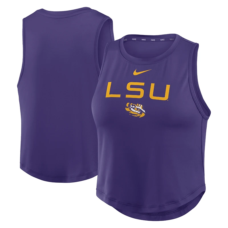 Débardeur court Nike LSU Tigers One Dri-FIT violet pour femme