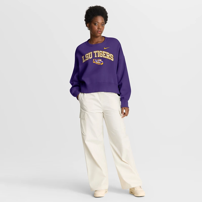Women's Nike Purple LSU Tigers Oversized Phoenix Arch Pullover Sweatshirt