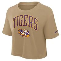Women's Nike Tan LSU Tigers Athletic Prep Arch Dri-FIT Cropped T-Shirt