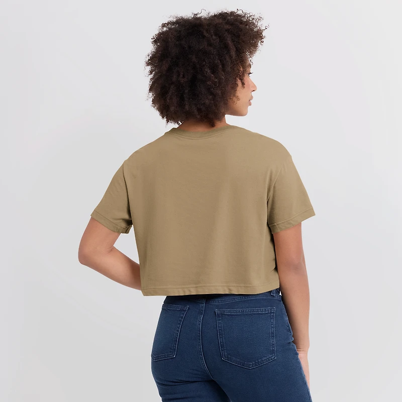 Women's Nike Tan LSU Tigers Athletic Prep Arch Dri-FIT Cropped T-Shirt