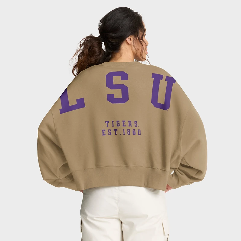 Sweat-shirt Nike Tan LSU Tigers surdimensionné Phoenix 2-Hit pour femme