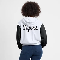 Sweat à capuche court Nike blanc LSU Tigers imprimé color-block pour femme, entièrement zippé