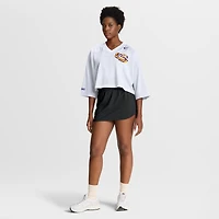Women's Nike White LSU Tigers Cropped Mesh Dri-FIT Fashion Jersey