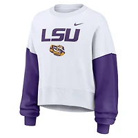 Sweat-shirt oversize à blocs de couleurs Nike blanc LSU Tigers pour femme