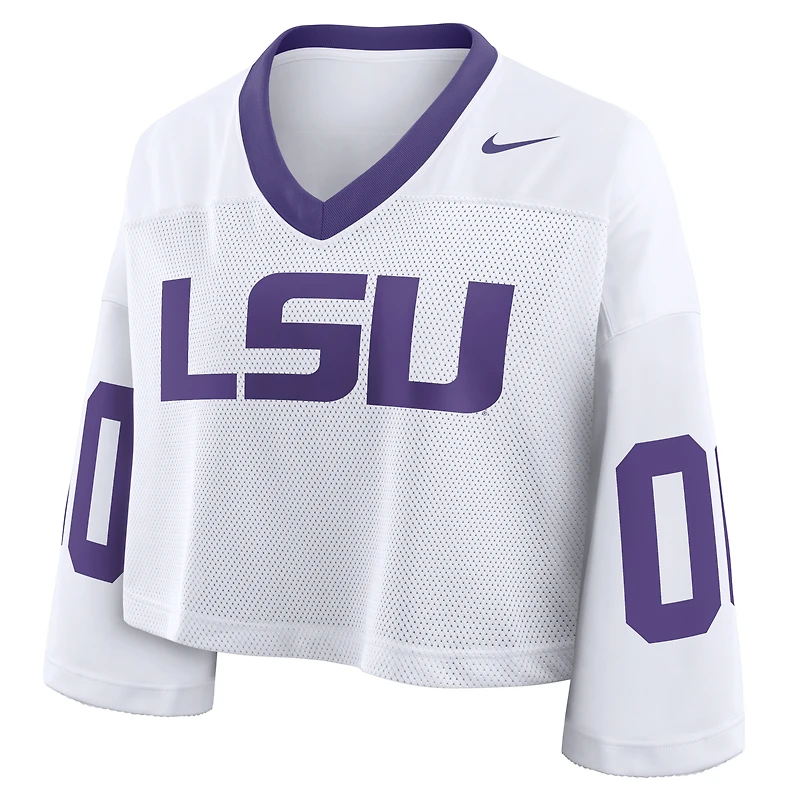 Maillot court Nike LSU Tigers blanc oversize à logo pour femme