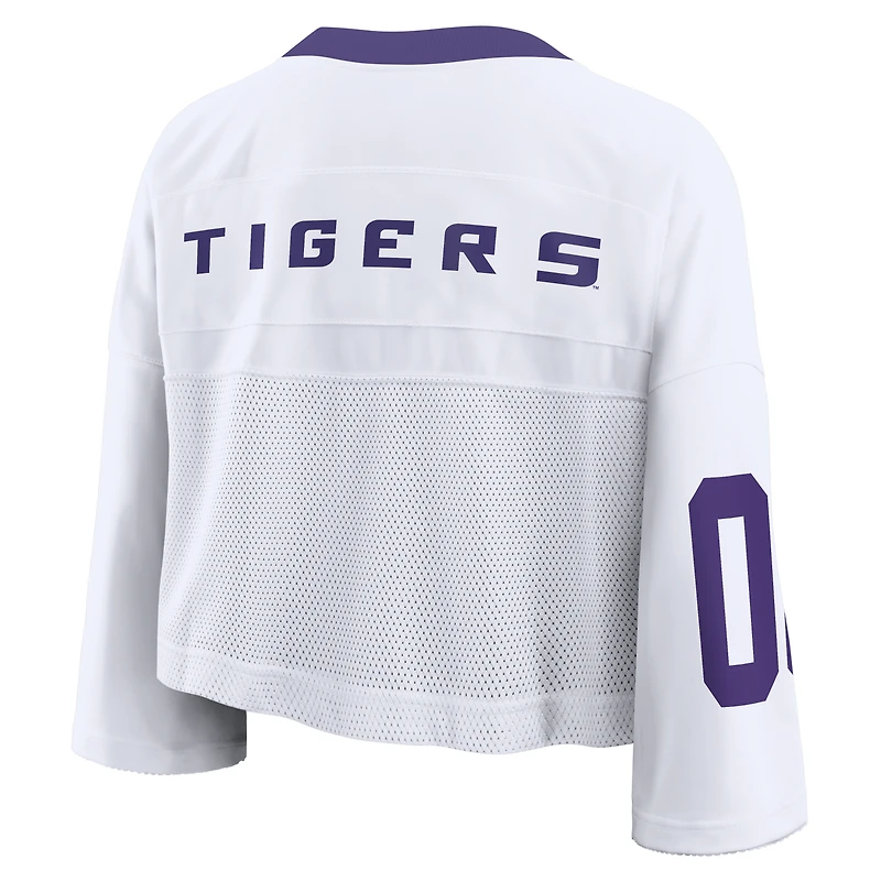 Maillot court Nike LSU Tigers blanc oversize à logo pour femme
