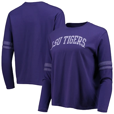 Women's Original Retro Brand Purple LSU Tigers Vault Vintage Stripe Long Sleeve T-Shirt