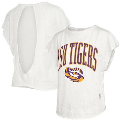 Women's Pressbox Cream LSU Tigers Nelson Movement Open Back Slub T-Shirt