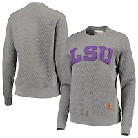 Sweat-shirt matelassé Pressbox pour femme, couleur gris anthracite chiné, motif orignal des LSU Tigers