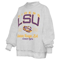 Sweat-shirt réversible Pressbox gris chiné pour femmes LSU Tigers