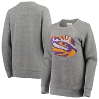 Sweat-shirt Pressbox gris chiné LSU Tigers Big Team Logo Knobi Fleece Tri-Blend Crew Neck pour femme