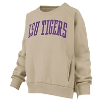 Sweat-shirt à manches raglan poches Pressbox Khaki pour femme des LSU Tigers