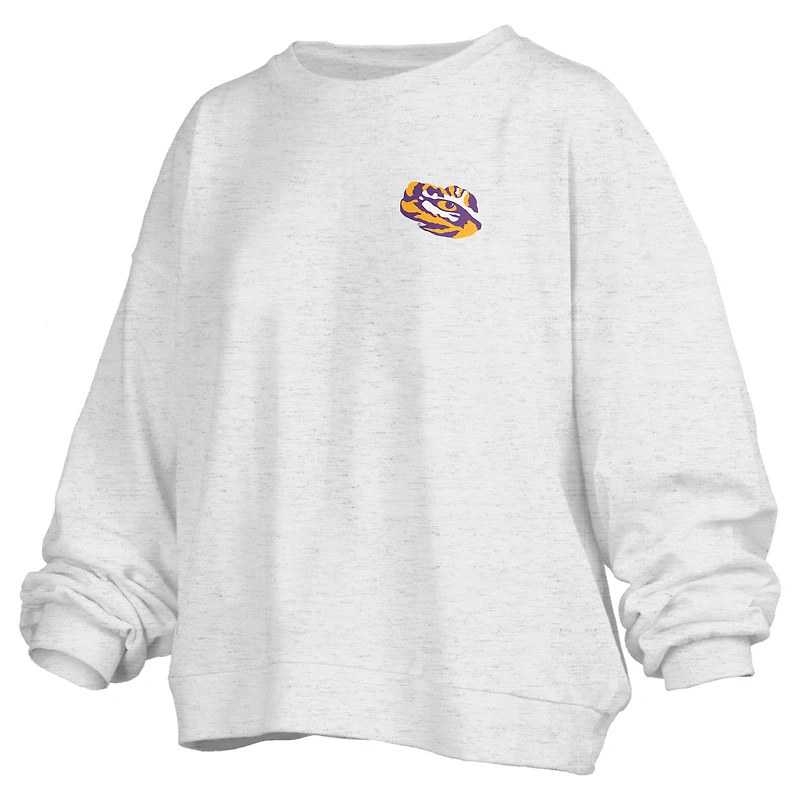 Women's Pressbox Oatmeal LSU Tigers Waist Length Oversized Janise Melange Sweatshirt