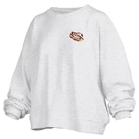 Women's Pressbox Oatmeal LSU Tigers Waist Length Oversized Janise Melange Sweatshirt