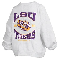 Women's Pressbox Oatmeal LSU Tigers Waist Length Oversized Janise Melange Sweatshirt