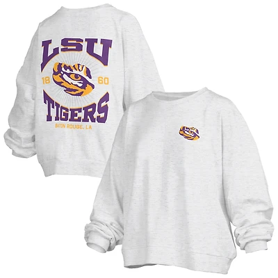 Women's Pressbox Oatmeal LSU Tigers Waist Length Oversized Janise Melange Sweatshirt